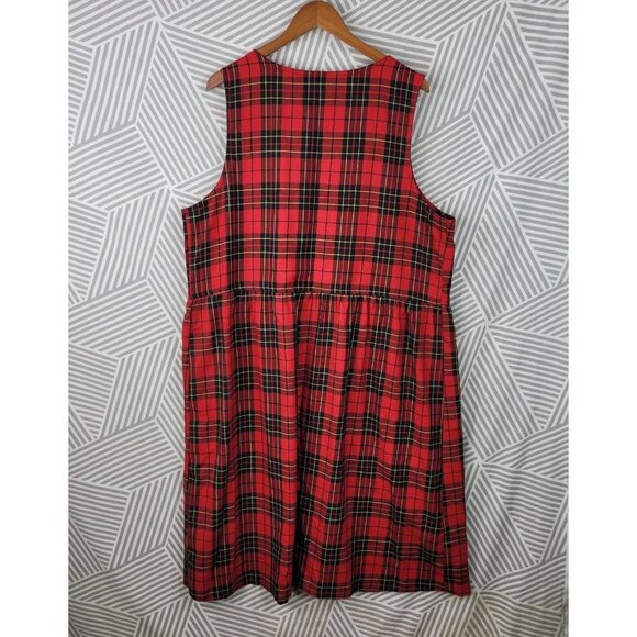 Vintage Jumper Dress Plus 18/20W 2X Plaid Academia Midi Overall Red Alt Grunge - Picture 7 of 8